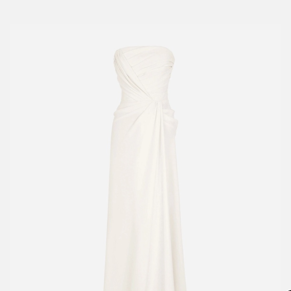 Dolce & Gabbana Long Sable Dress with side slit White Natural Women’s 50/US 14